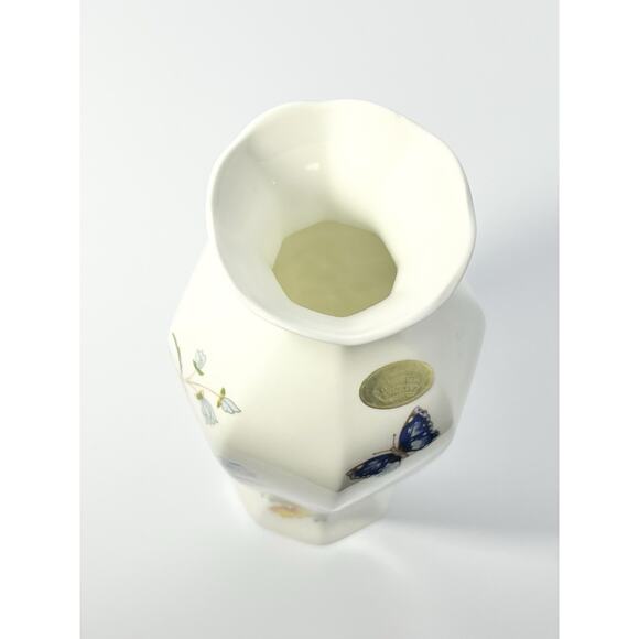 Aynsley “Cottage Garden” Bone China Tall Paneled Hour Figure Table Vase 8 7/8” - Picture 5 of 7